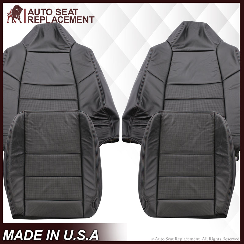 2002-2007 Ford F-250/F-350 Lariat Seat Cover in Black with Perforated Inserts: Choose From Variants- 2000 2001 2002 2003 2004 2005 2006- Leather- Vinyl- Seat Cover Replacement- Auto Seat Replacement