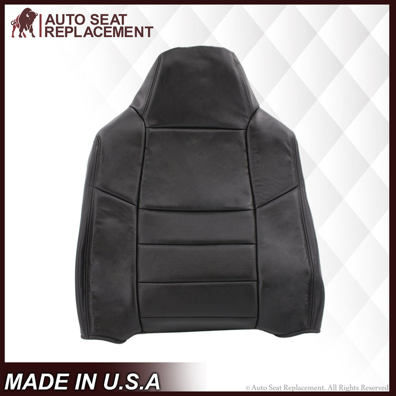 2002-2007 Ford F-250/F-350 Lariat Seat Cover in Black with Perforated Inserts: Choose From Variants- 2000 2001 2002 2003 2004 2005 2006- Leather- Vinyl- Seat Cover Replacement- Auto Seat Replacement