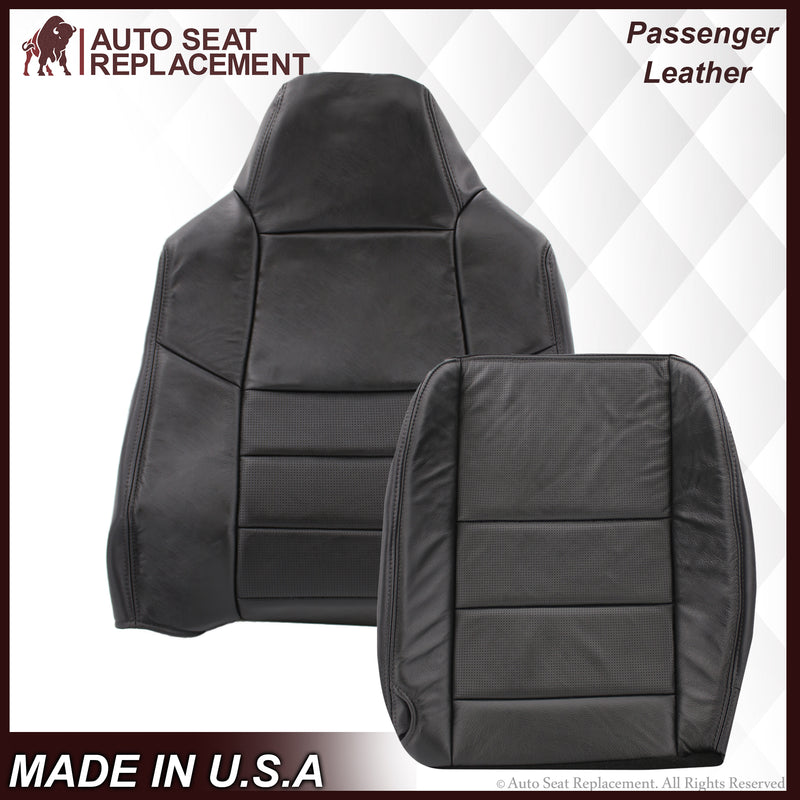 2002-2007 Ford F-250/F-350 Lariat Seat Cover in Black with Perforated Inserts: Choose From Variants- 2000 2001 2002 2003 2004 2005 2006- Leather- Vinyl- Seat Cover Replacement- Auto Seat Replacement
