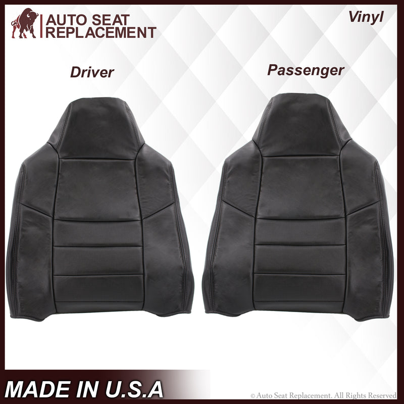 2002-2007 Ford F-250/F-350 Lariat Seat Cover in Black with Perforated Inserts: Choose From Variants- 2000 2001 2002 2003 2004 2005 2006- Leather- Vinyl- Seat Cover Replacement- Auto Seat Replacement