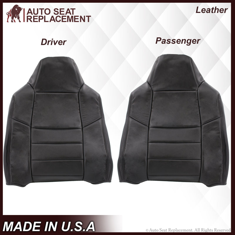 2002-2007 Ford F-250/F-350 Lariat Seat Cover in Black with Perforated Inserts: Choose From Variants- 2000 2001 2002 2003 2004 2005 2006- Leather- Vinyl- Seat Cover Replacement- Auto Seat Replacement
