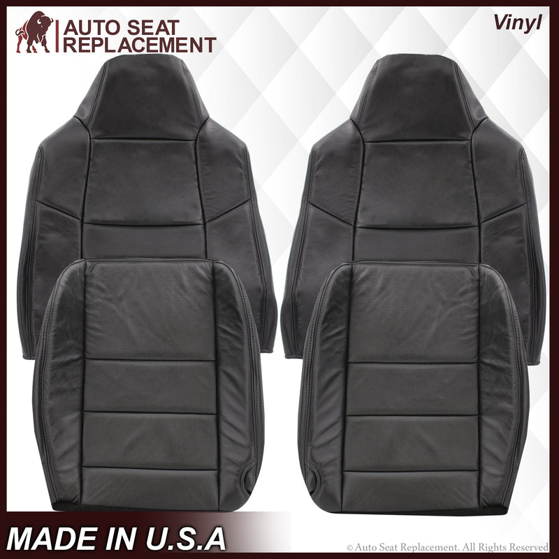 2002-2007 Ford F-250/F-350 Lariat Seat Cover in Black with Perforated Inserts: Choose From Variants- 2000 2001 2002 2003 2004 2005 2006- Leather- Vinyl- Seat Cover Replacement- Auto Seat Replacement