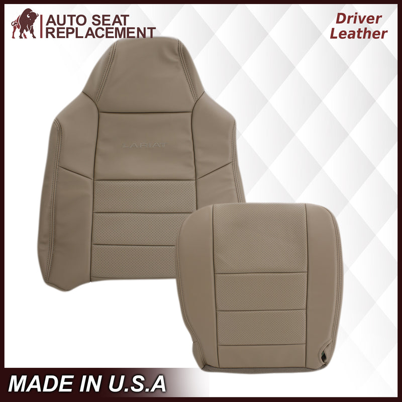 2002-2003 Ford F250 F350 Lariat Perforated Seat Cover in Tan: Choose Leather or Vinyl- 2000 2001 2002 2003 2004 2005 2006- Leather- Vinyl- Seat Cover Replacement- Auto Seat Replacement