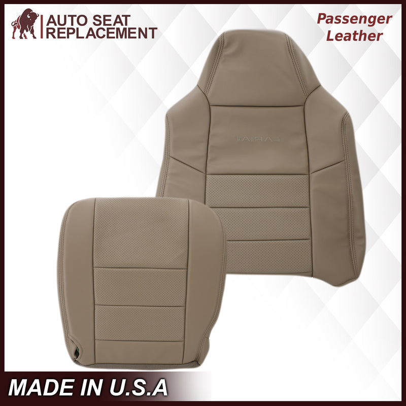2002-2003 Ford F250 F350 Lariat Perforated Seat Cover in Tan: Choose Leather or Vinyl- 2000 2001 2002 2003 2004 2005 2006- Leather- Vinyl- Seat Cover Replacement- Auto Seat Replacement