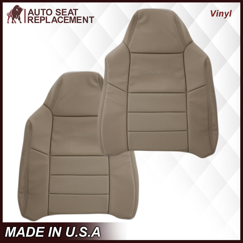 2002-2003 Ford F250 F350 Lariat Perforated Seat Cover in Tan: Choose Leather or Vinyl- 2000 2001 2002 2003 2004 2005 2006- Leather- Vinyl- Seat Cover Replacement- Auto Seat Replacement