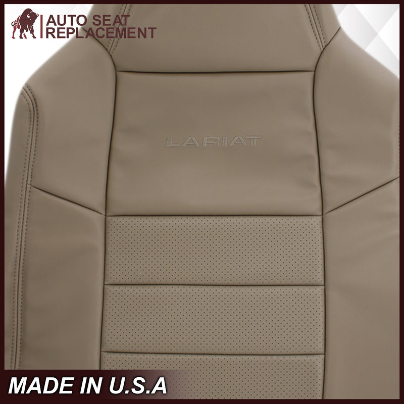2002-2003 Ford F250 F350 Lariat Perforated Seat Cover in Tan: Choose Leather or Vinyl- 2000 2001 2002 2003 2004 2005 2006- Leather- Vinyl- Seat Cover Replacement- Auto Seat Replacement