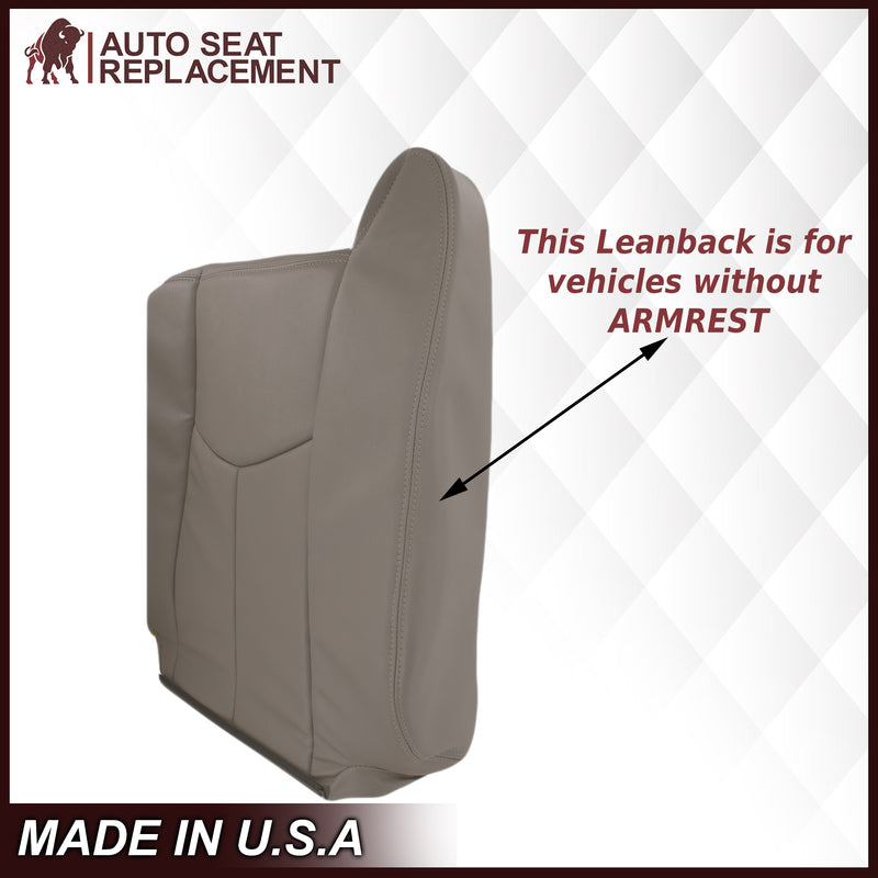 2003-2007 Chevy Silverado/Avalanche & GMC Sierra Work Truck Seat Cover in Gray 40/20/40 (Leanback Without Armrest): Choose Leather or Vinyl- 2000 2001 2002 2003 2004 2005 2006- Leather- Vinyl- Seat Cover Replacement- Auto Seat Replacement