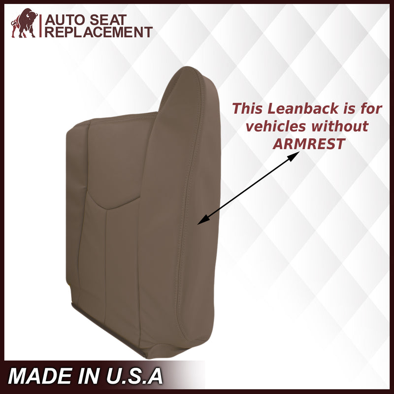 2003-2007 Chevy Silverado/Avalanche & GMC Sierra Work Truck Seat Cover in Tan 40/20/40 (Leanback Without Armrest): Choose Leather or Vinyl- 2000 2001 2002 2003 2004 2005 2006- Leather- Vinyl- Seat Cover Replacement- Auto Seat Replacement