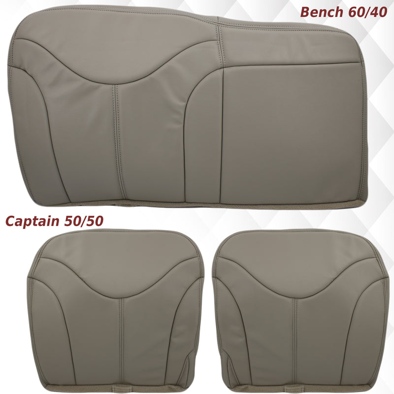 2000-2002 GMC Yukon XL Rear Back Captain Seat 50/50 or Bench Seat 60/40 Bottom Seat Cover Tan- 2000 2001 2002 2003 2004 2005 2006- Leather- Vinyl- Seat Cover Replacement- Auto Seat Replacement