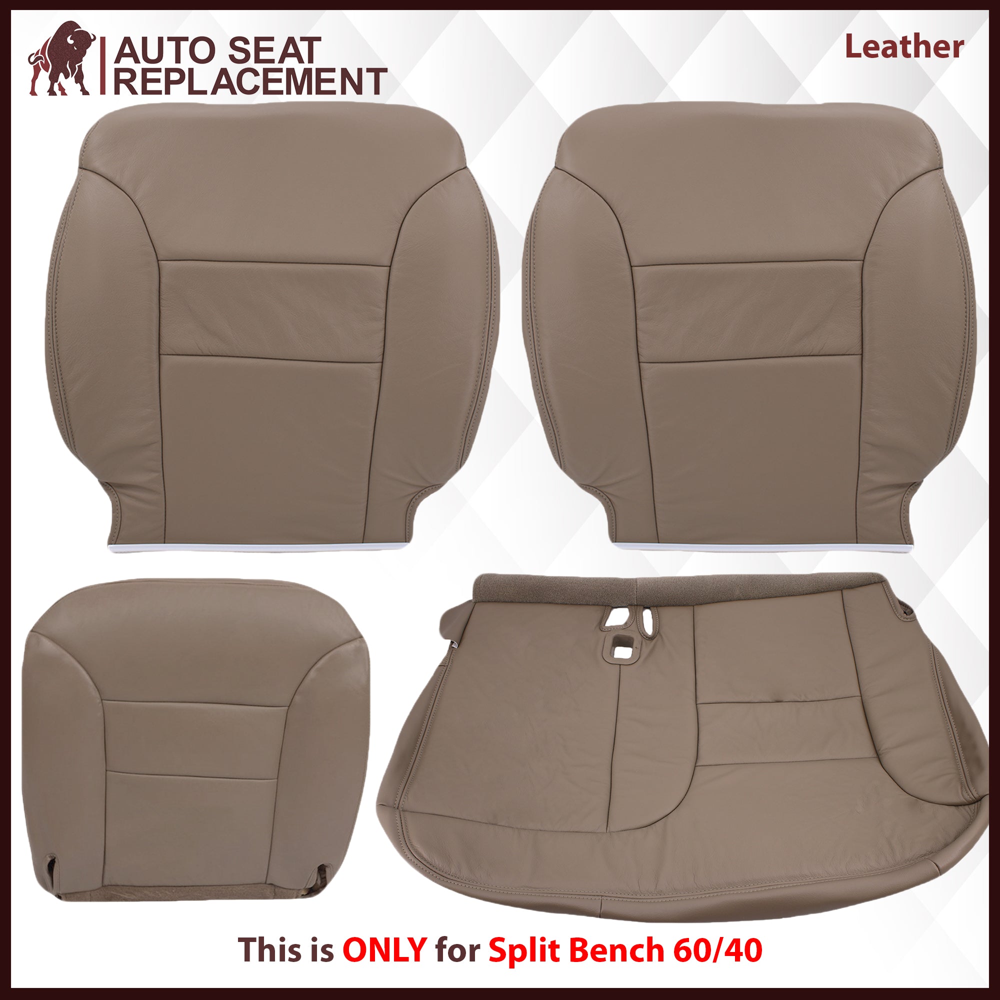 1995-1999 Chevy Tahoe/Suburban/Silverado Seat Cover in Tan (60/40 Bench Bottoms): Choose your options