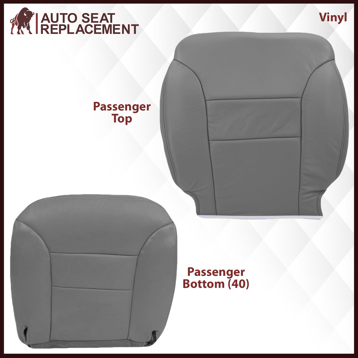Soillar Front Leather Seat Cover Set For 1995-1999 Chevy Tahoe, Suburban, Silverado, GMC Yukon - Gray (4 Pieces)