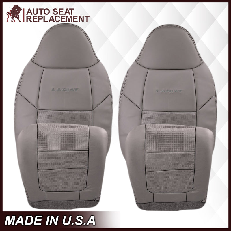 2001 Ford F250 F350 Lariat Perforated Seat Cover in Gray: Choose Leather or Vinyl- 2000 2001 2002 2003 2004 2005 2006- Leather- Vinyl- Seat Cover Replacement- Auto Seat Replacement