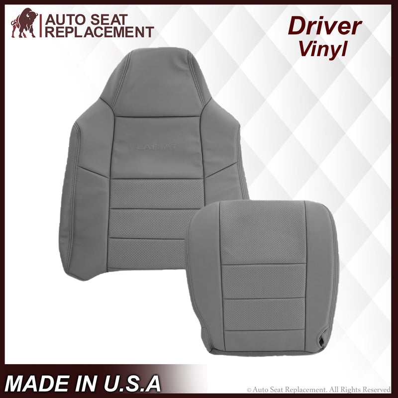 2002-2003 Ford F250 F350 Lariat Perforated Seat Cover in Gray: Choose Leather or Vinyl - Auto Seat Replacement