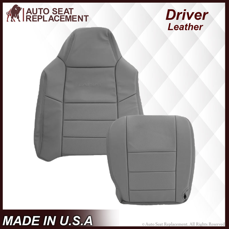 2002-2003 Ford F250 F350 Lariat Perforated Seat Cover in Gray: Choose Leather or Vinyl - Auto Seat Replacement