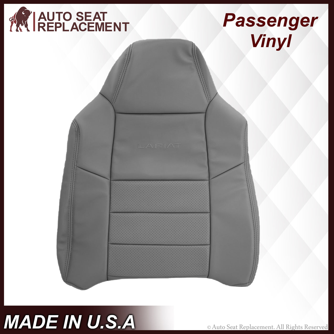 Bottom Seat Covers For 2002-2007 Ford F250/F350 Lariat – Driver & Passenger, Gray, Direct OEM Replacement