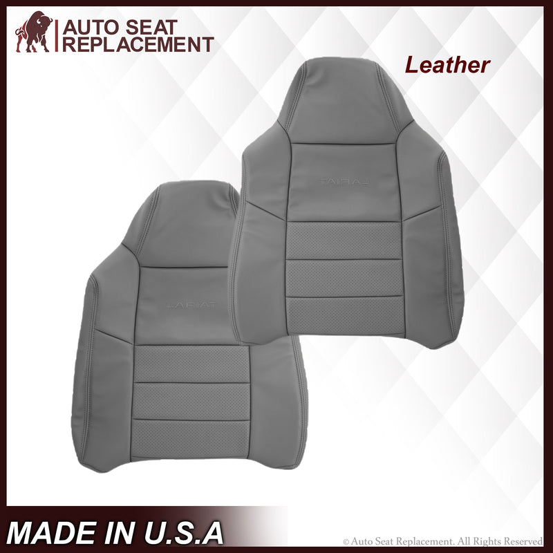 2002-2003 Ford F250 F350 Lariat Perforated Seat Cover in Gray: Choose Leather or Vinyl - Auto Seat Replacement