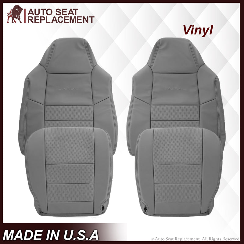 2002-2003 Ford F250 F350 Lariat Perforated Seat Cover in Gray: Choose Leather or Vinyl - Auto Seat Replacement