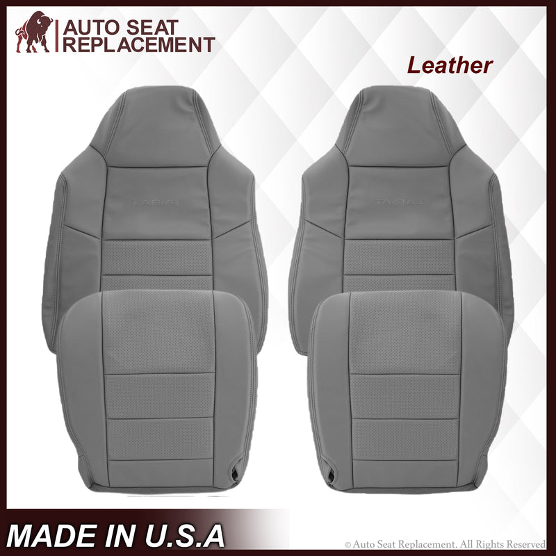 2002-2003 Ford F250 F350 Lariat Perforated Seat Cover in Gray: Choose Leather or Vinyl - Auto Seat Replacement