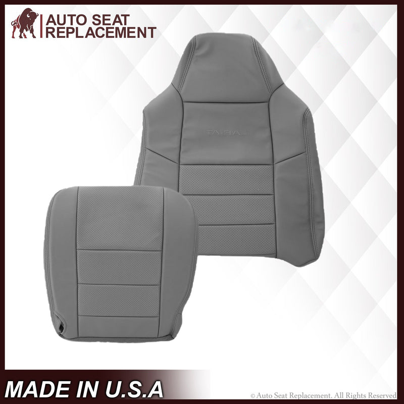 2002-2003 Ford F250 F350 Lariat Perforated Seat Cover in Gray: Choose Leather or Vinyl - Auto Seat Replacement
