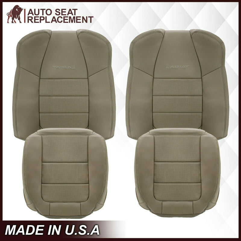2001 2002 2003 Ford F350/F250 Lariat Extended Cab Perforated Leather Seat Cover in Tan - Auto Seat Replacement