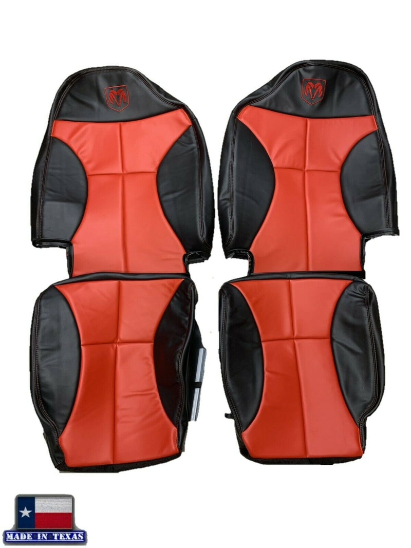 1998-2002 Dodge Ram 1500 2500 3500 in CUSTOM Agate Dark Gray & Red (Red Stitching): Choose From Variation - Auto Seat Replacement