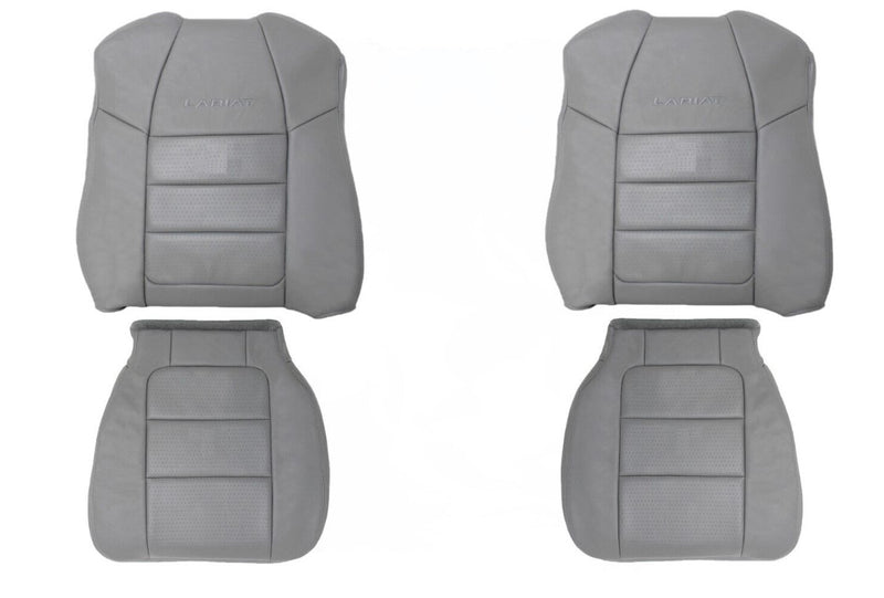 2001 2002 2003 2004 2005 2006 2007 Ford F350/F250 Lariat Extended Cab Perforated Leather Seat Cover in Gray - Auto Seat Replacement