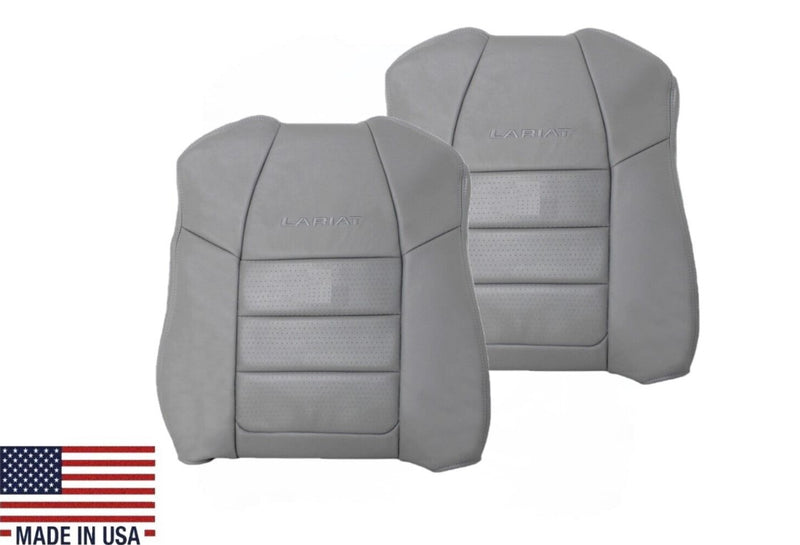 2001 2002 2003 2004 2005 2006 2007 Ford F350/F250 Lariat Extended Cab Perforated Leather Seat Cover in Gray - Auto Seat Replacement