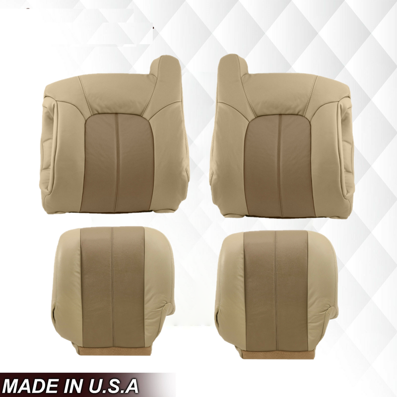 2001 2002 GMC Yukon Denali XL SLT SLE Leather Replacement Seat Cover 2 tone Tan: Choose From Variations - Auto Seat Replacement