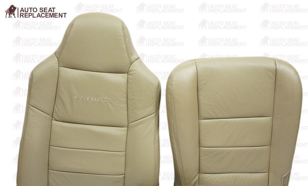 2002 To 2007 Ford F250 F350 Lariat Passenger Bottom-Back Leather Seat Cover TAN- 2000 2001 2002 2003 2004 2005 2006- Leather- Vinyl- Seat Cover Replacement- Auto Seat Replacement