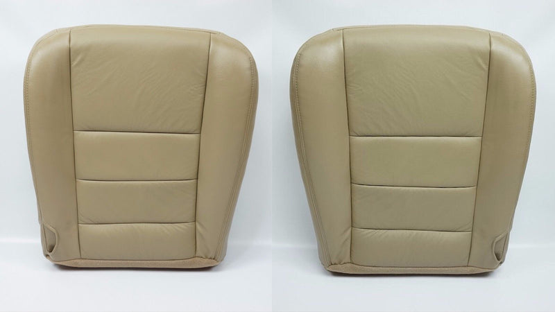 2002-2007 Ford F250 F350 Lariat Driver& Passenger Bottom Leather Seat Cover Tan- 2000 2001 2002 2003 2004 2005 2006- Leather- Vinyl- Seat Cover Replacement- Auto Seat Replacement
