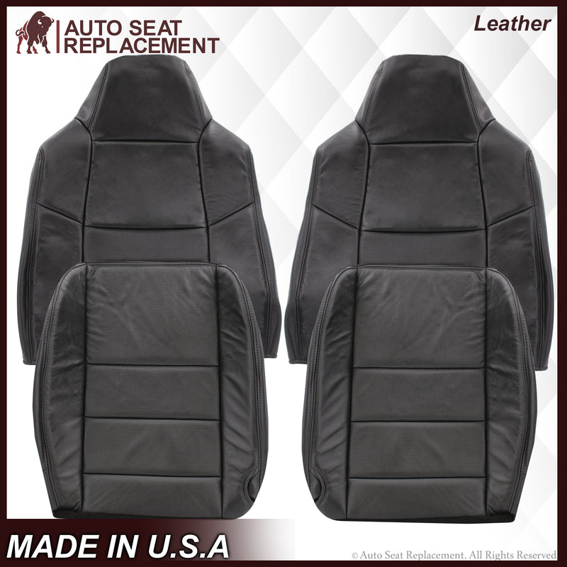 2002-2007 Ford F-250/F-350 Lariat Seat Cover in Black with Perforated Inserts: Choose From Variants- 2000 2001 2002 2003 2004 2005 2006- Leather- Vinyl- Seat Cover Replacement- Auto Seat Replacement