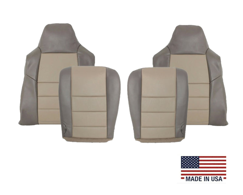 2002 2003 2004 Ford Excursion Eddie Bauer Leather & Vinyl Seat Covers 2 tone gray-tan: Choose From Variations