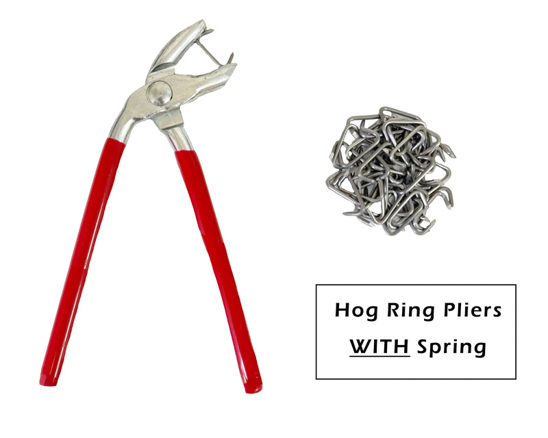 Hog Ring Pliers Kit with Galvanized Steel Hog Rings, Auto Upholstery Installation Tool with Spring Handles
